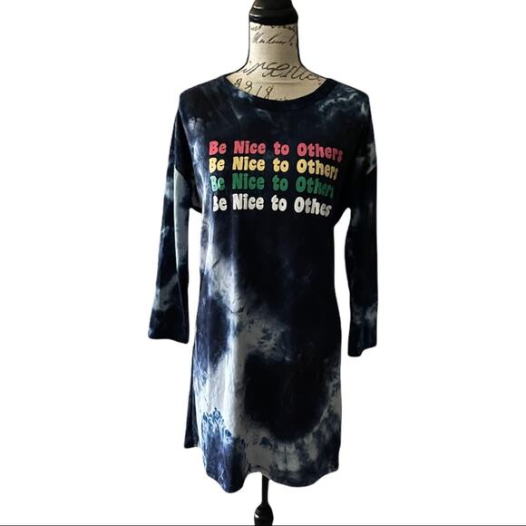 Discreet Be Nice To Others Tie Dye Dress Large NWT - Picture 1 of 3